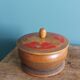 Tobacco pot, turned wooden box, chiseled and painted, 1920s or 1930s.