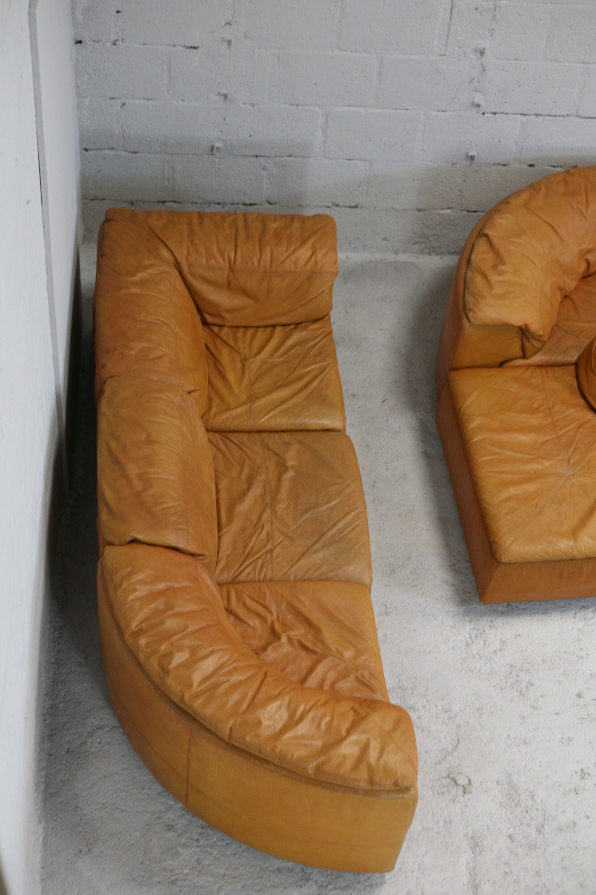 Leather modular sofa, 7 elements, 70s