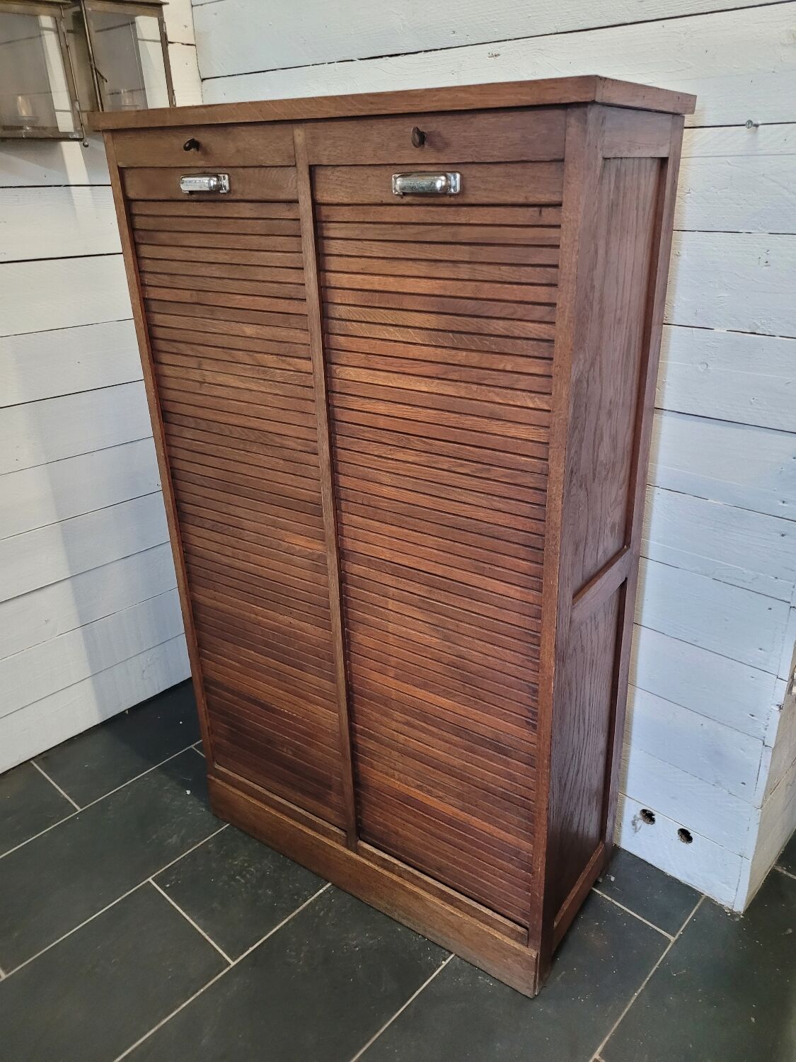 Double oak curtain file cabinet