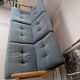 Banquette velours et bois clair, scandinave vers 1960/70