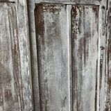 Large Parisian oak wardrobe from the early 20th century with an antique white patina