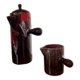 Théière et son pot à lait en céramique