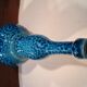 Vase signed blue modernist ceramic bottle bouhey 1973