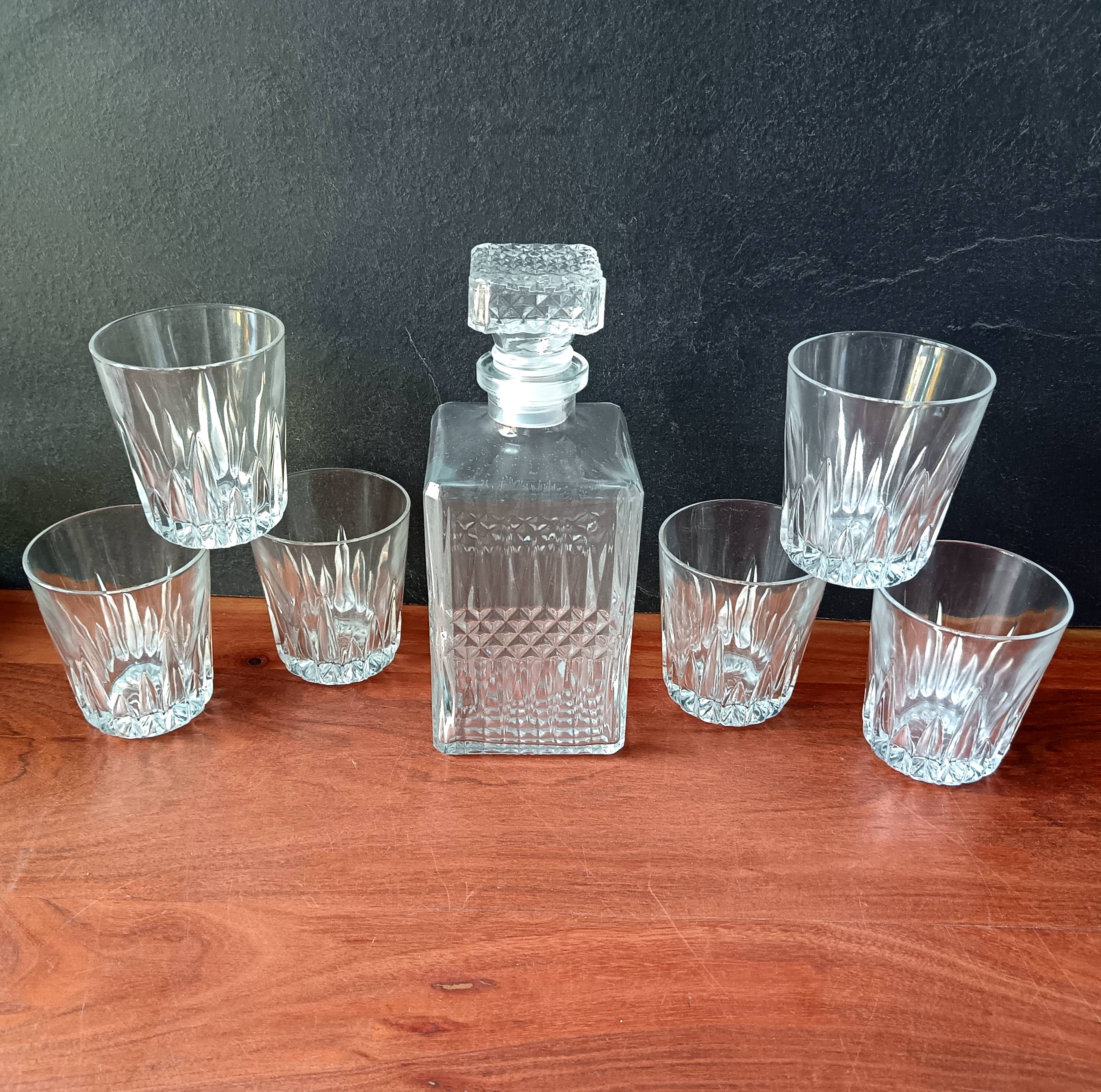 Service à whisky Luminarc verre pressé transparent vintage