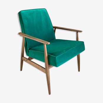 Original vintage polish armchair 300-190 from Mid-century in green velvet