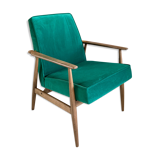Original vintage polish armchair 300-190 from Mid-century in green velvet