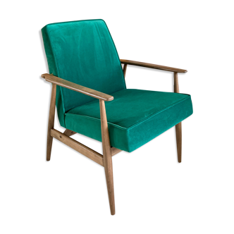 Original vintage polish armchair 300-190 from Mid-century in green velvet