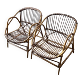 Pair of vintage rattan armchairs