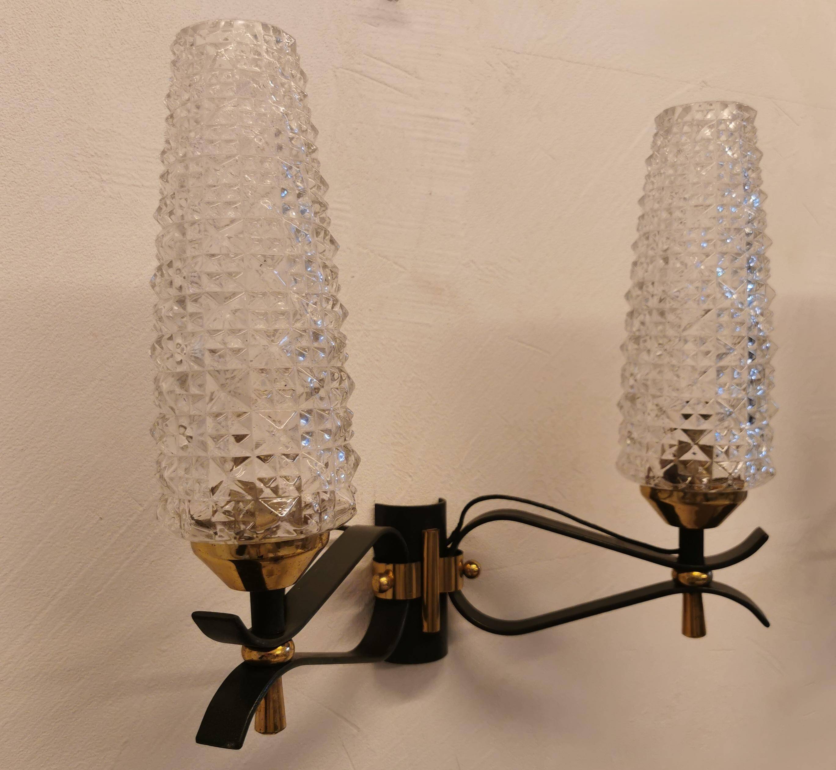 Pair of double lighting wall lights