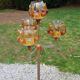 1970s design floor lamp in chrome metal with gold and orange, featuring 4 glass tulips.