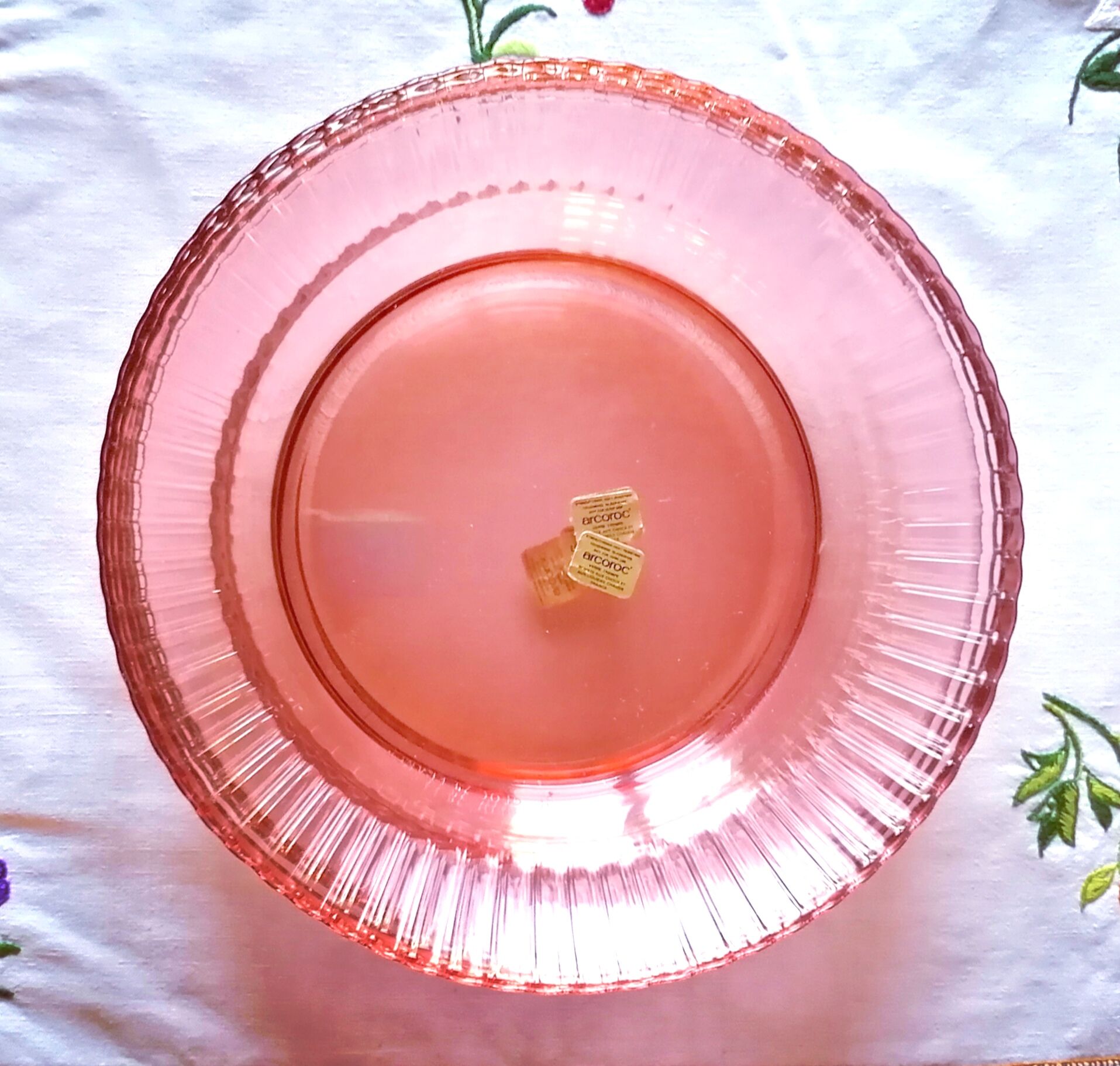 6 hollow plates glass pink Arcoroc