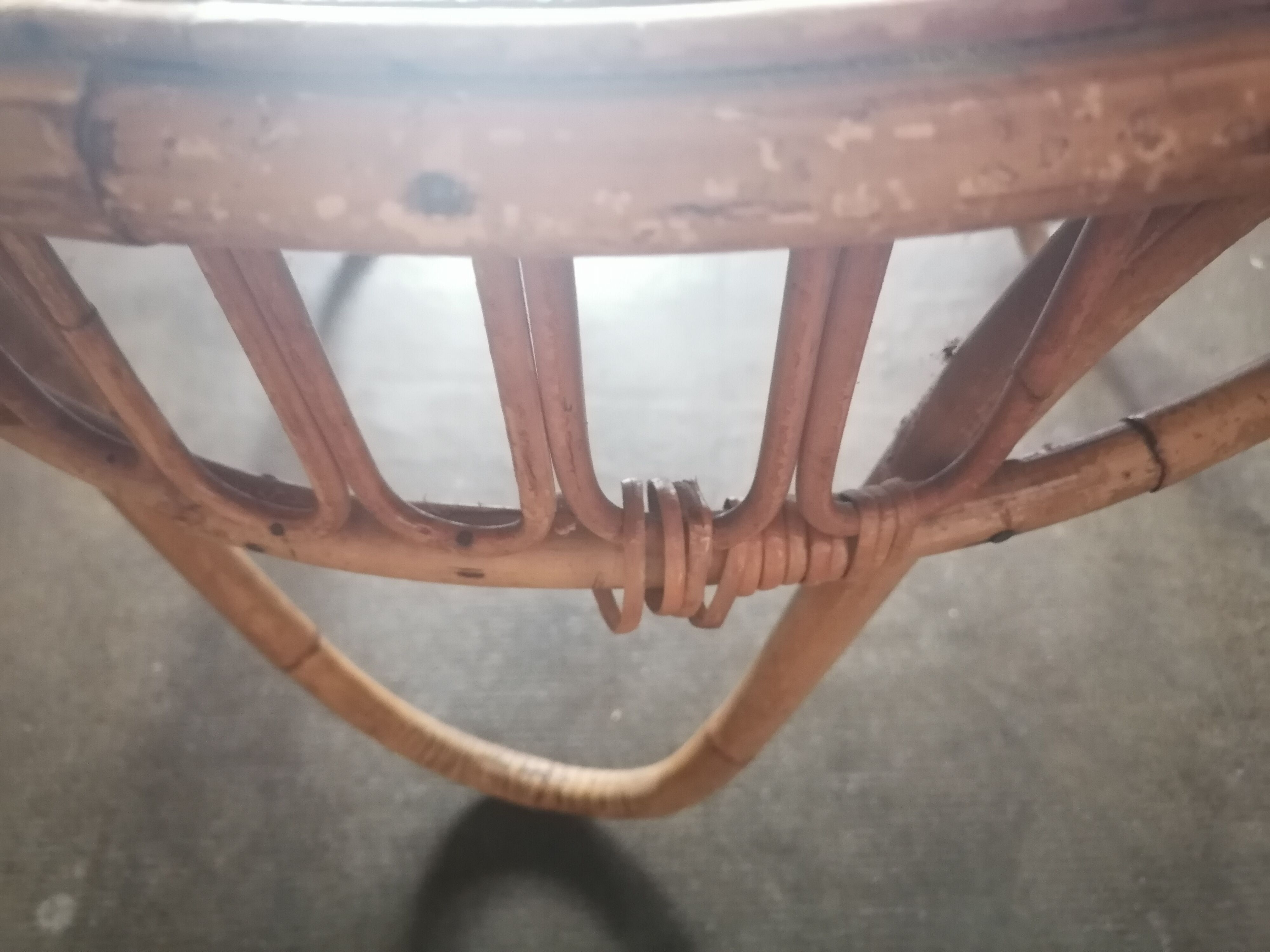 1960 wicker rattan coffee table