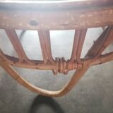 1960 wicker rattan coffee table