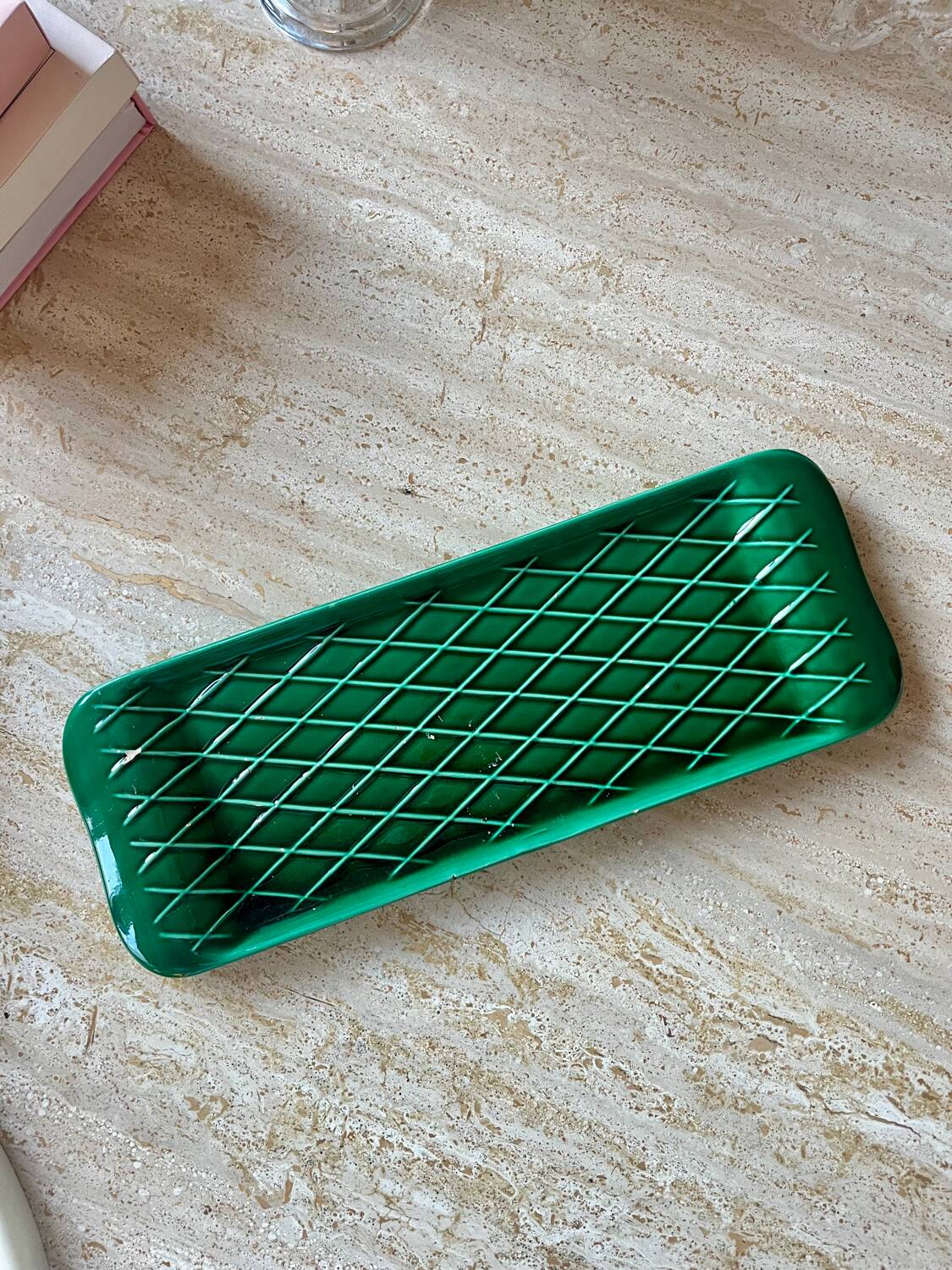 Vintage dark green ceramic plate