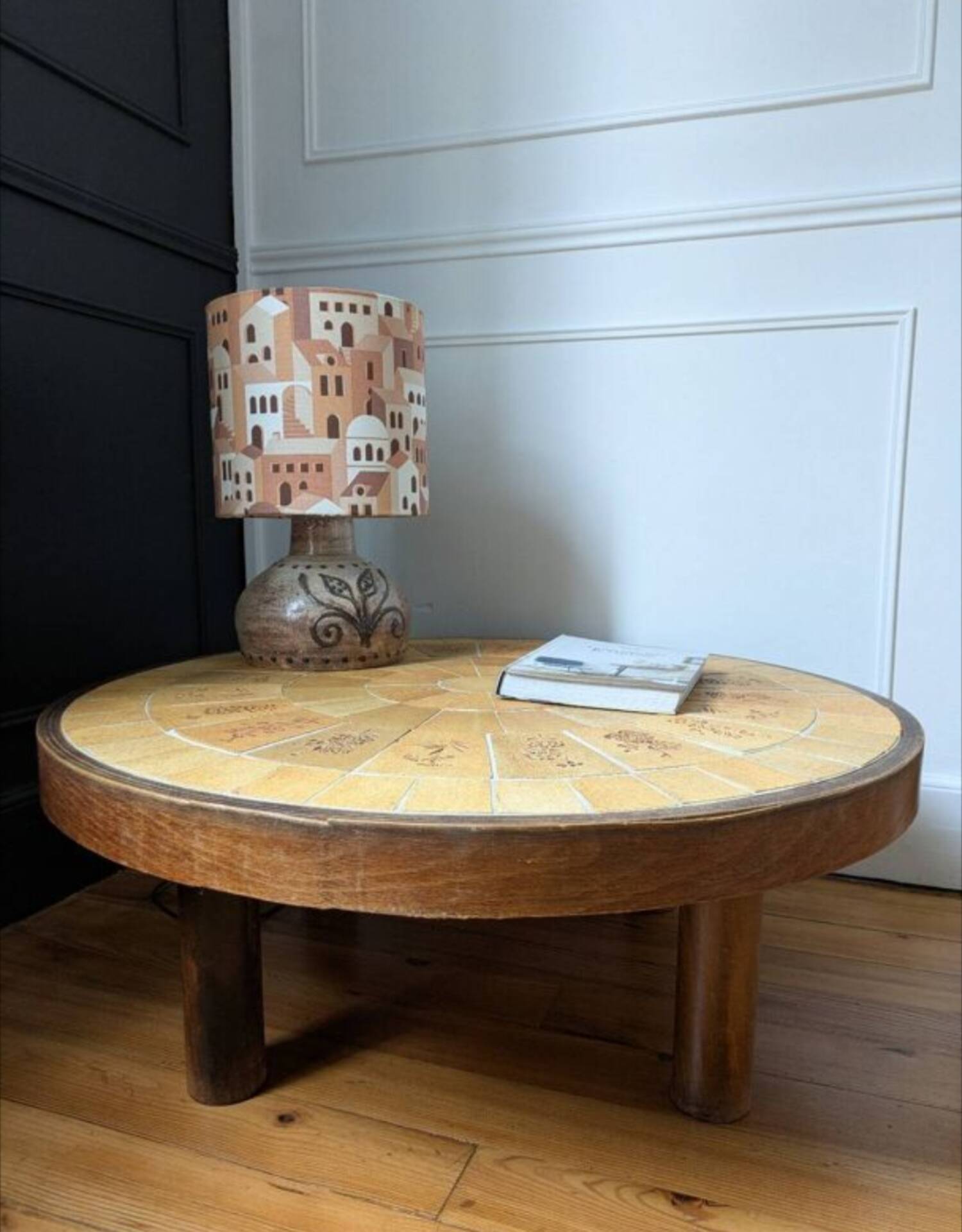 rare table basse ''ronde'' Vallauris par Raymonde Leduc.
