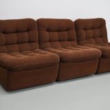 Vintage Brown German 3-seat Modular Design Sofa Boucle, 1970s