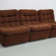 Vintage German brown boucle modular 3-seater sofa, 1970s.
