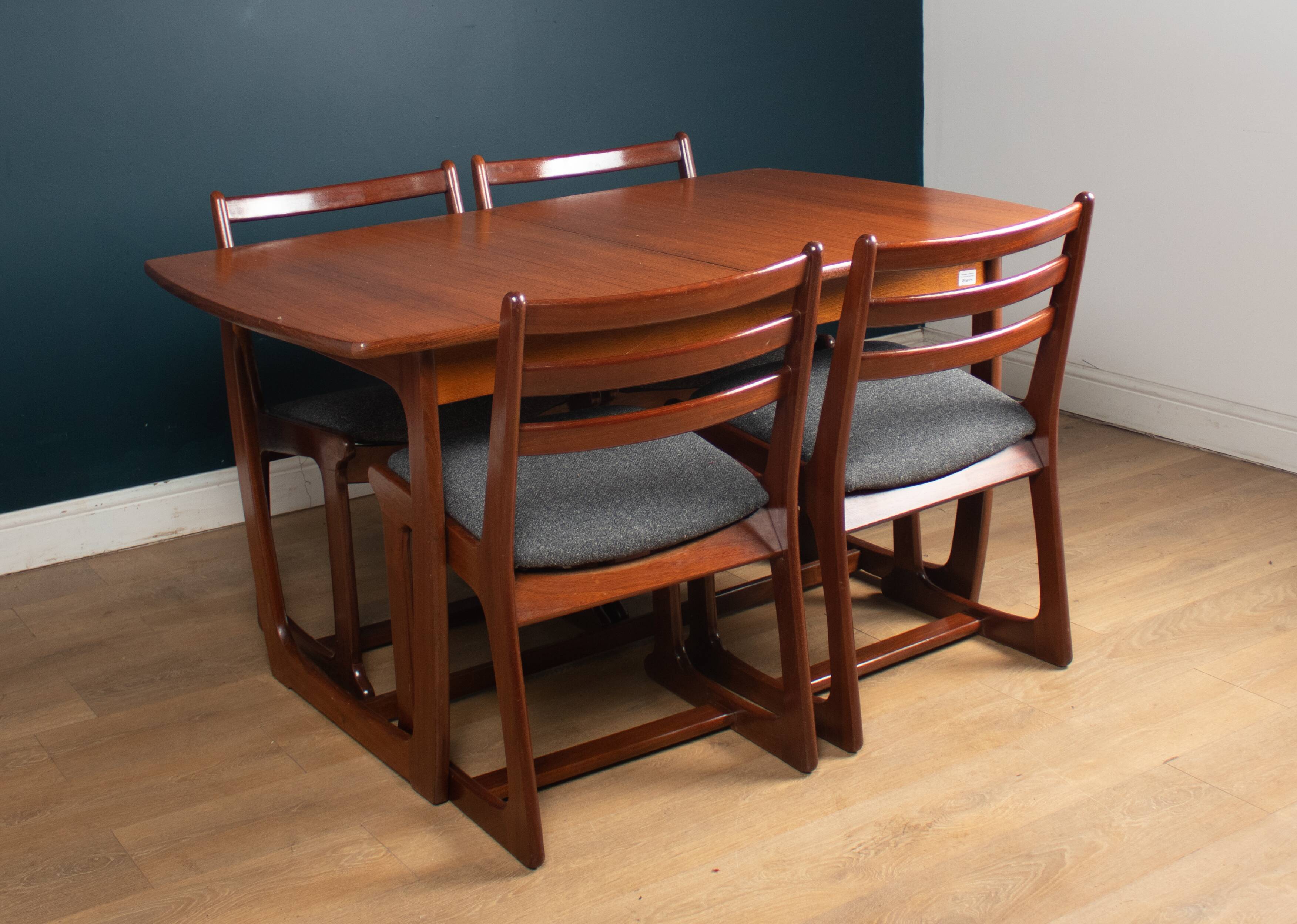 Retro teak 1960s portwood extending dining table & four chairs