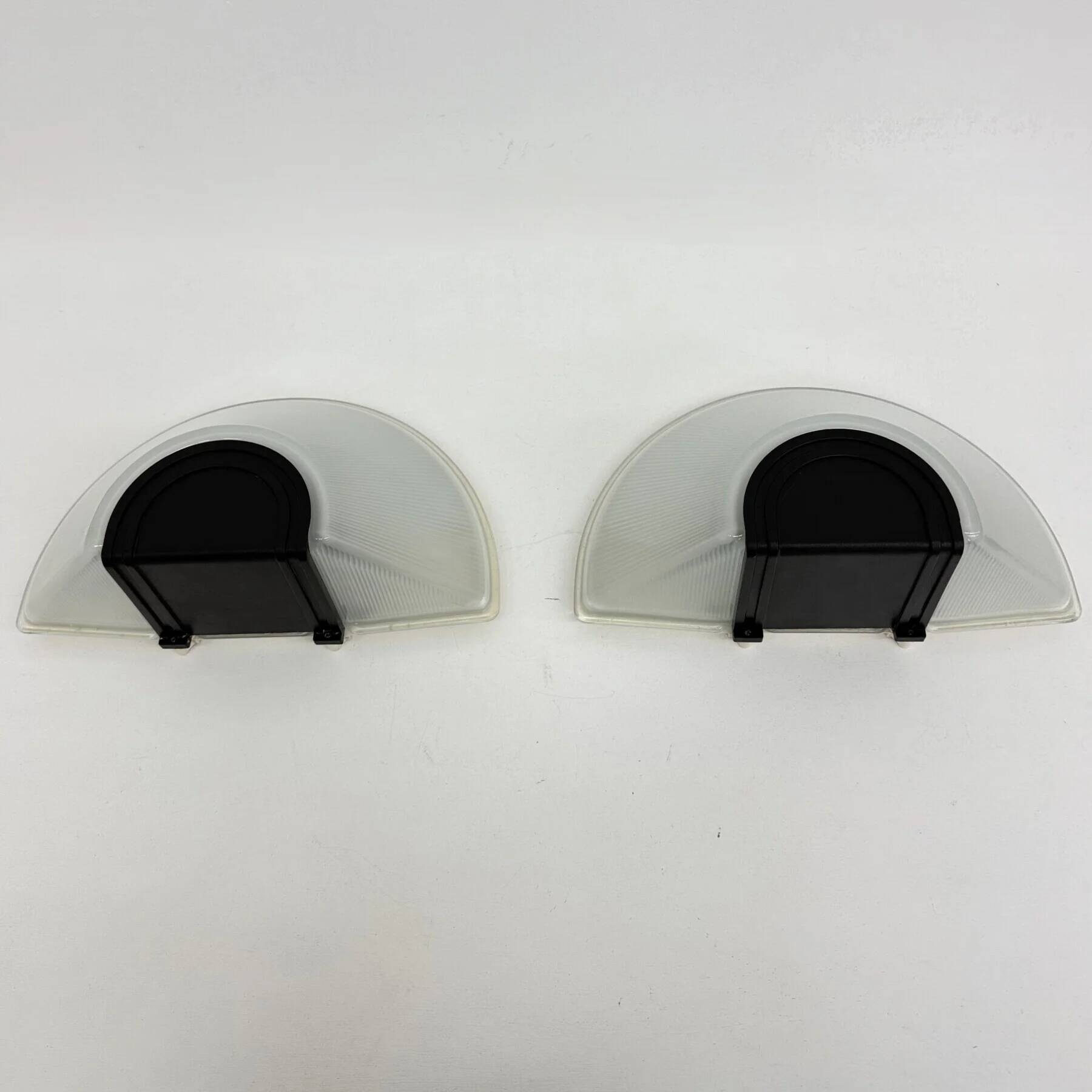 Set of 2 glass Prisma wall lamps MEGA, 1980s, Italy
