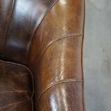 Set of 2 sturdy design armchairs made of cowhide with a beautiful deep color
