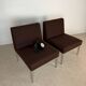 3 vintage armchairs – brown fabric & chrome base