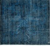 3.8x6.6 ft vintage hand-knotted navy blue over-dyed rug from turkey, woolen floor covering. tek0796