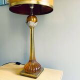Large Regency style amber lucite table lamp