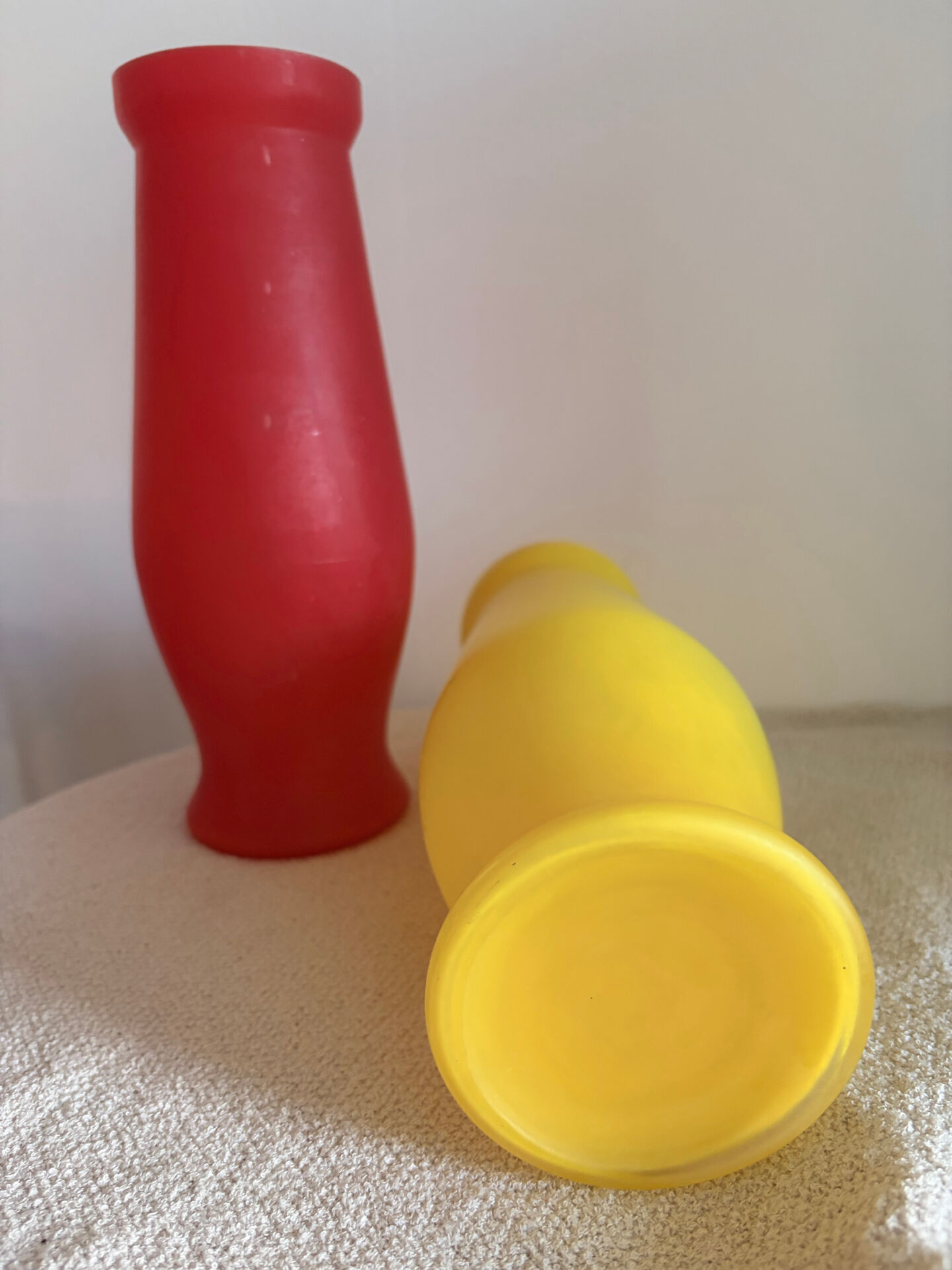 Vintage Mid-Century Modern Frosted Satin Glass Vase Pair