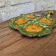 Antique colored ceramic cheese plate with knife