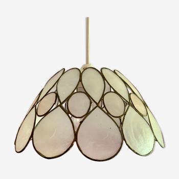 Flower suspension in mother-of-pearl and vintage brass