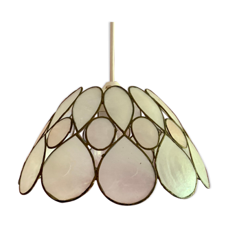 Flower suspension in mother-of-pearl and vintage brass