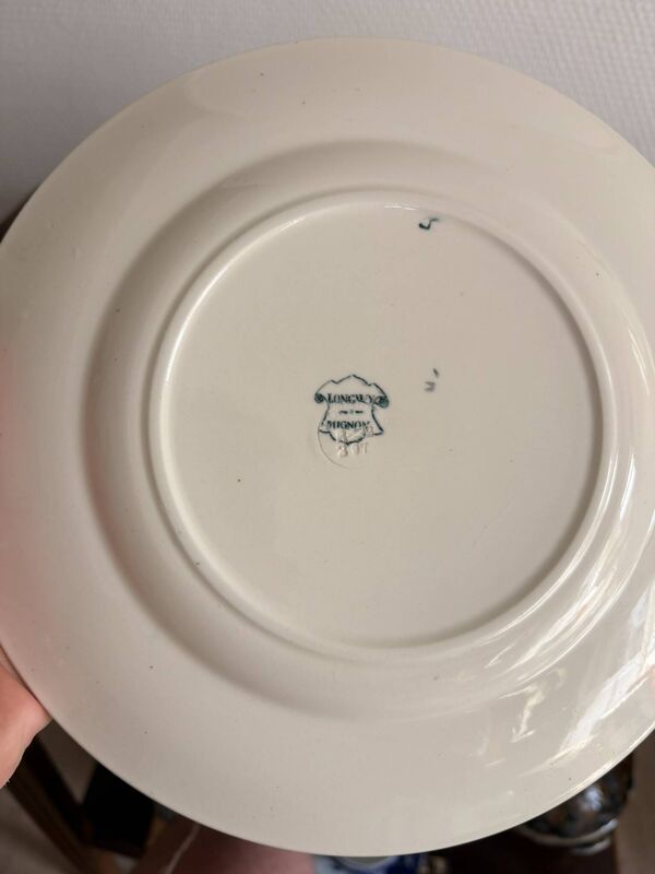 6 assiette plates en faïence Longwy modèle Mignon