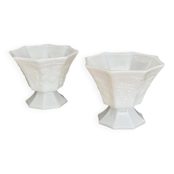 2 Opalines / Coupelles en verre de lait