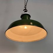 Industrial British Green Enamel Factory Pendant Lamp, 1960s