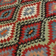 6x10 Green & Red Tribal Vintage Kilim Rug, 199x320Cm
