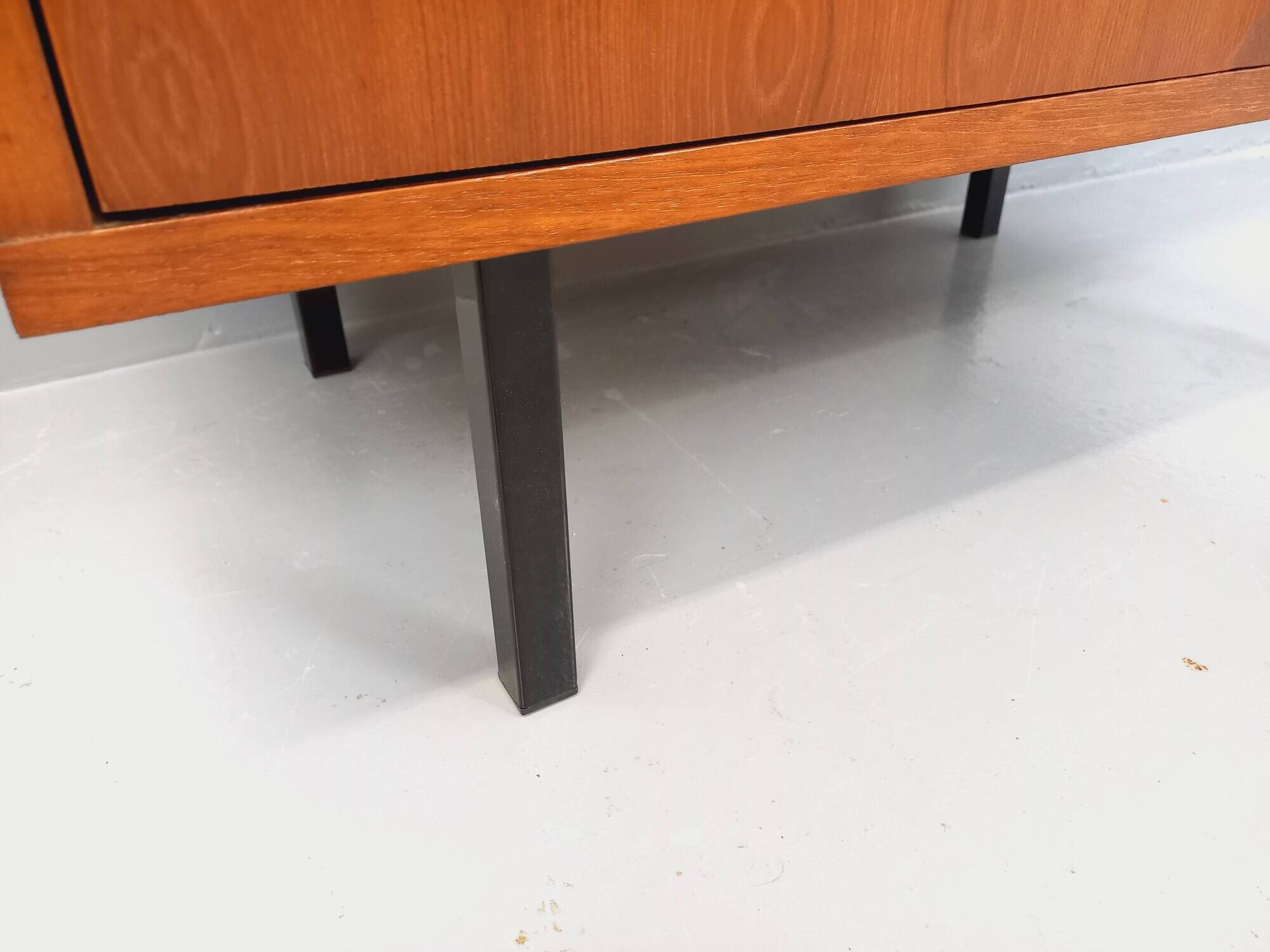 Vintage Scandinavian style chest of drawers in teak and black metal from the 60s