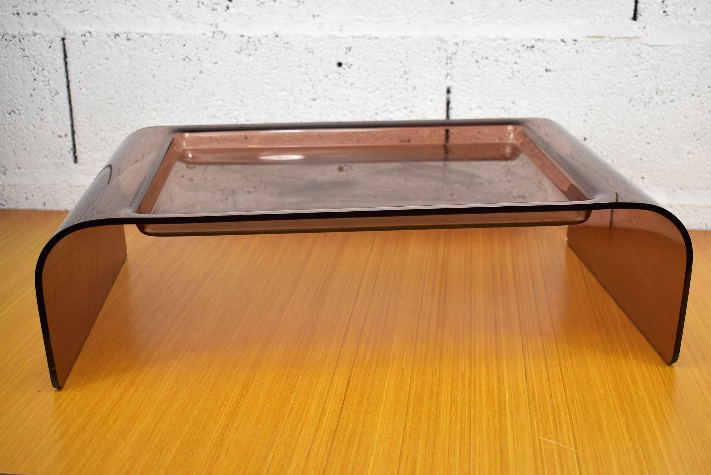 Vintage plexiglass top smoky color.