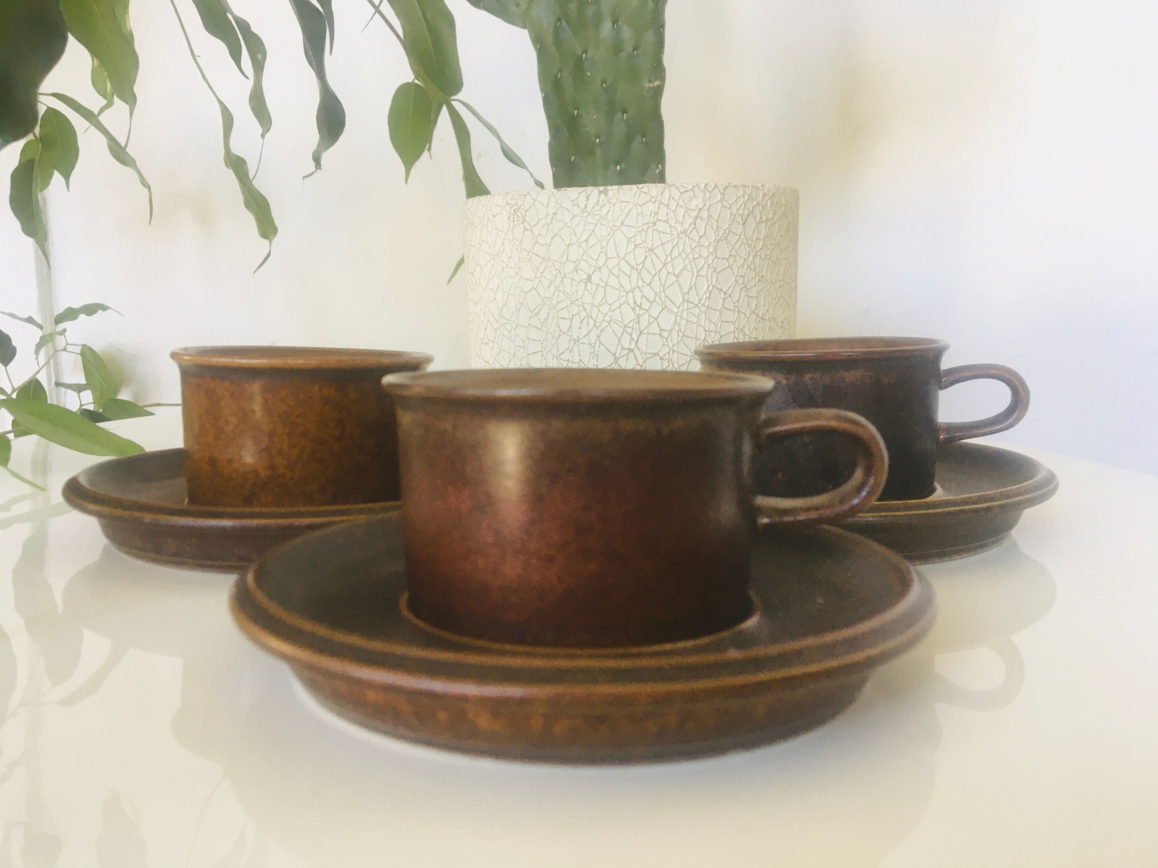 3 cups Arabia Ruska coffee set by Ulla Procope