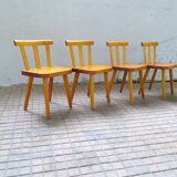 Modern Swedish set of 4 pine dining chairs.