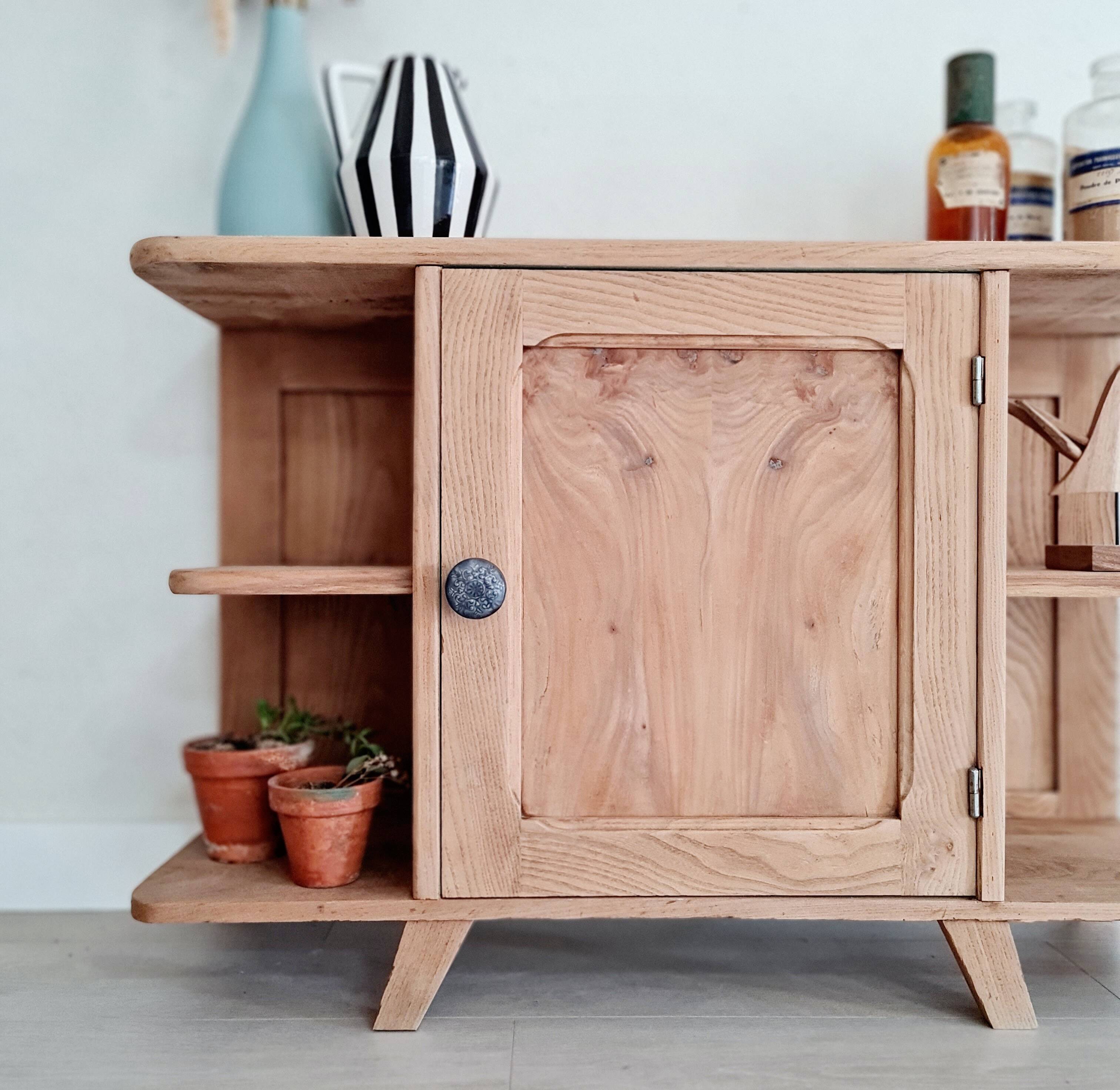 Buffet shelf compass legs renovated oak