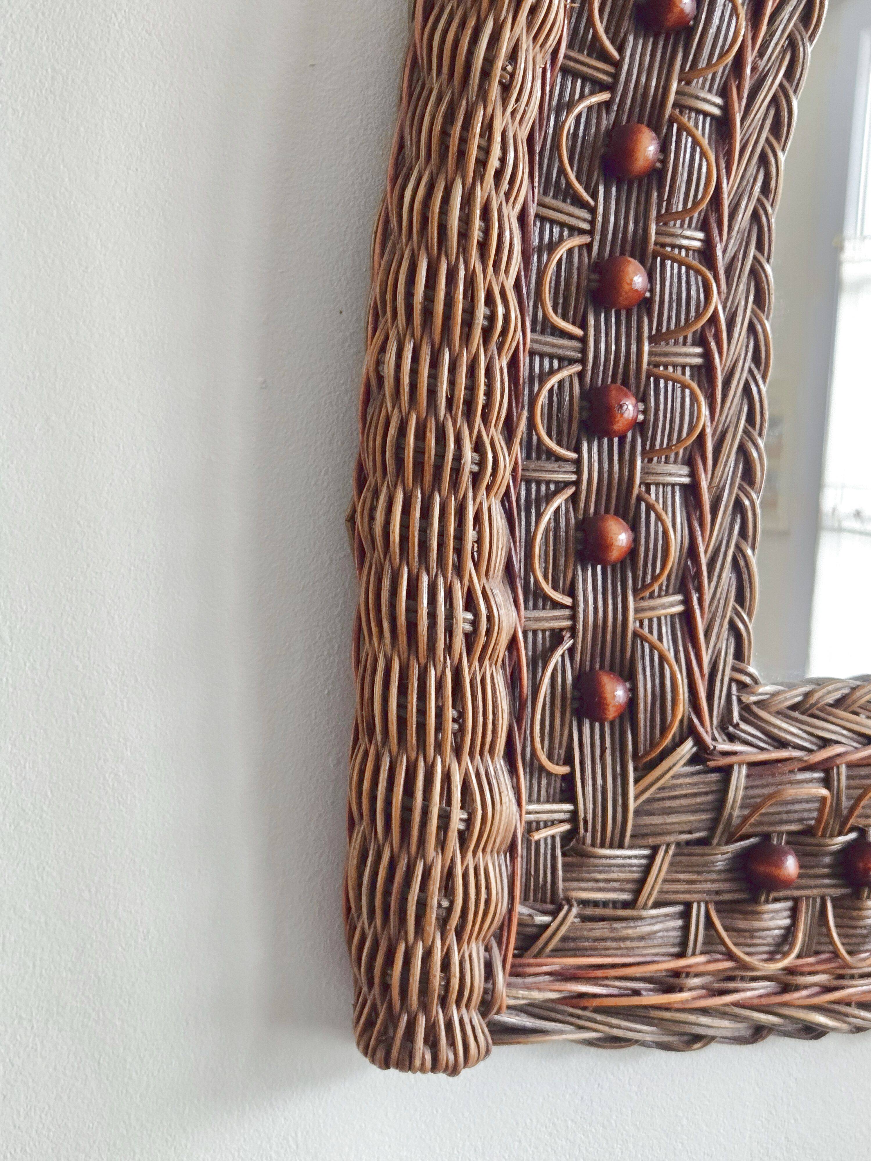 Vintage rattan mirror 1960