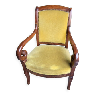 Fauteuil a crosse restauration en acajou du xix ème siecle