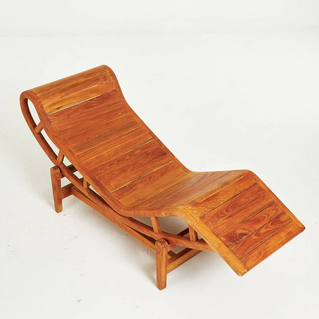 Teak chaise longue - in the spirit of Le Corbusier's LC4 chair