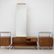 1950s Set of  Oak Bauhaus Mirror Cabinet and Bedside Tables, Czechoslovakia