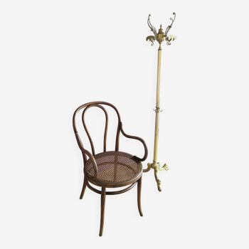 Thonet armchair in wood and cane, 1900