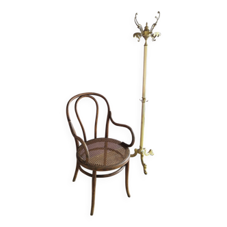 Thonet armchair in wood and cane, 1900