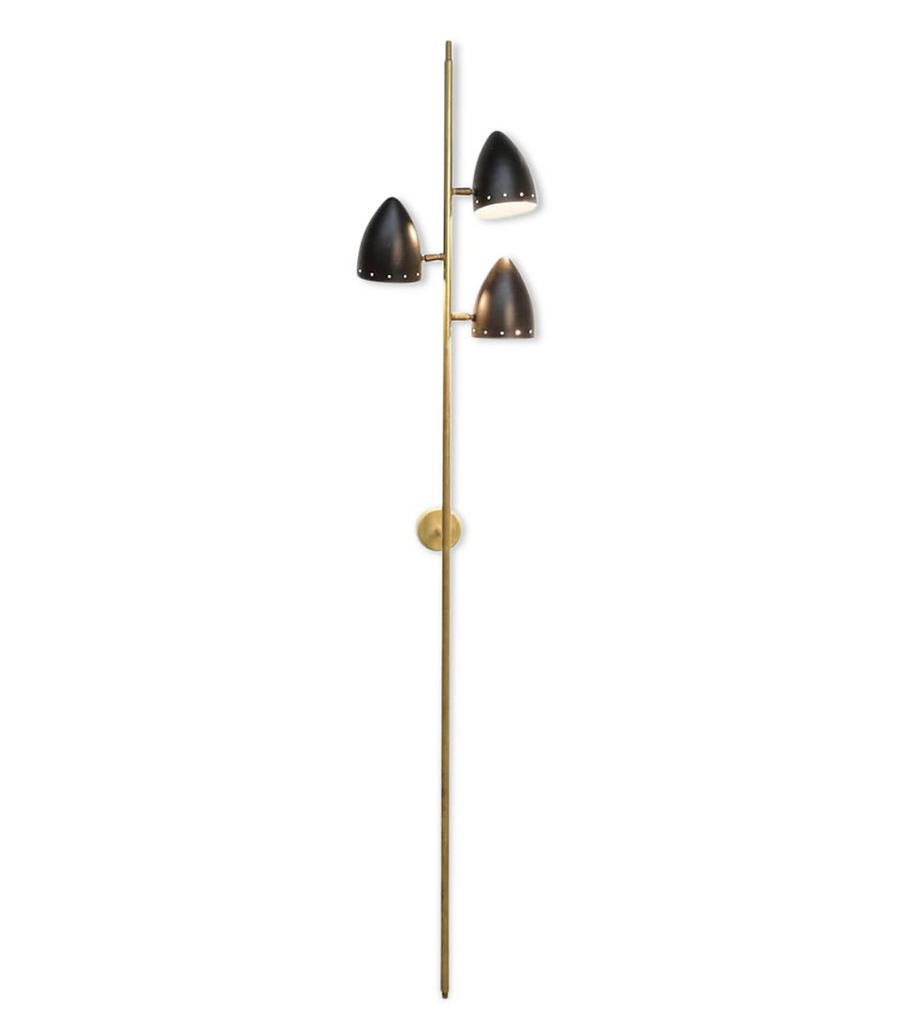 Italian wall lamp fanal 3 cones black