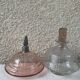 Deux flacons de parfum art deco en verre ciselé