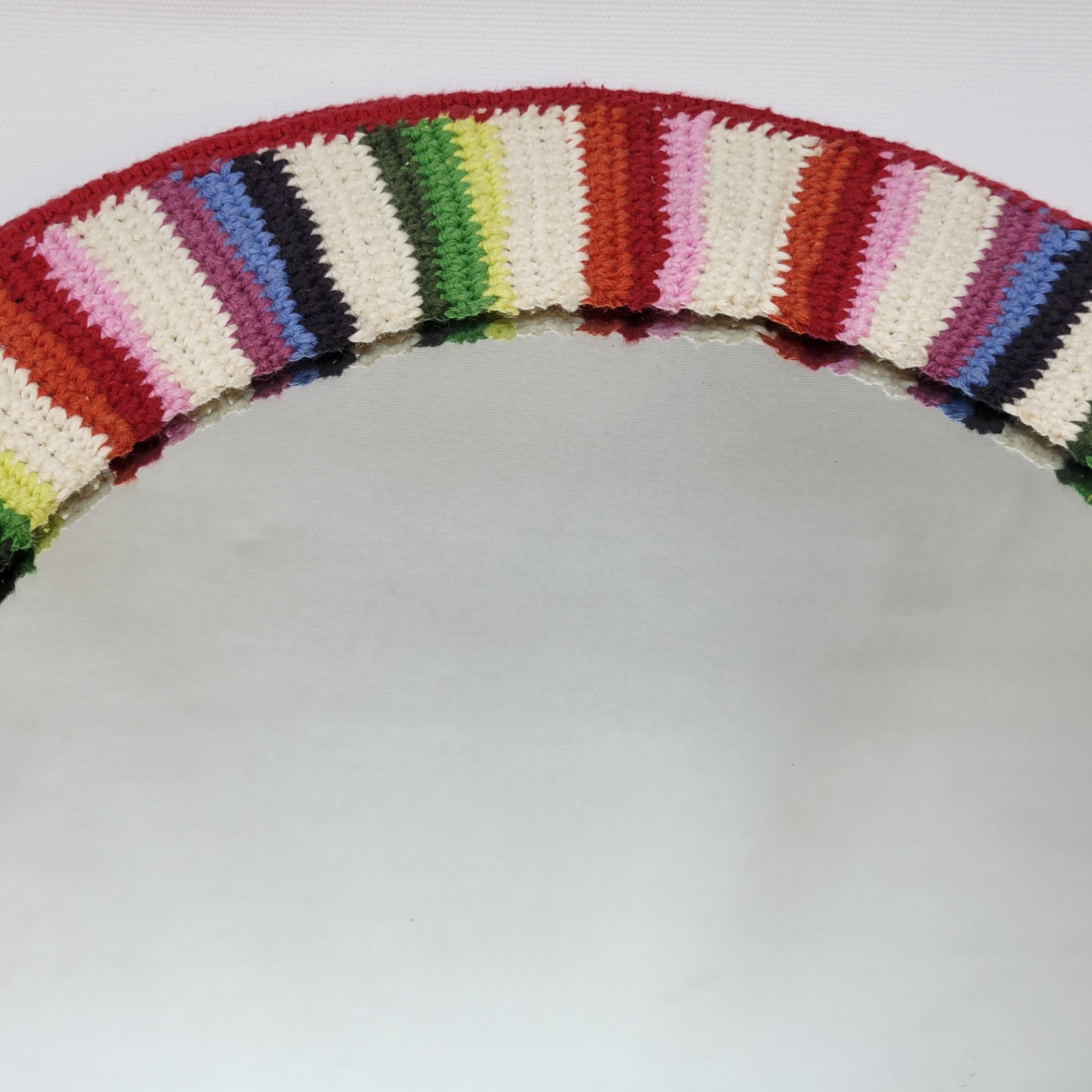 Miroir Rond Mural Cadre Crochet Tricot Bohême