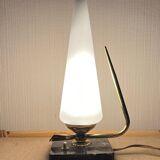 Small table lamp with white tulip marble base
